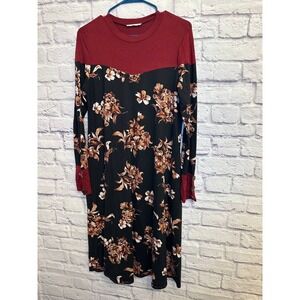 Reborn J Floral Print Long Sleeve Dress with Button Detail - Women's